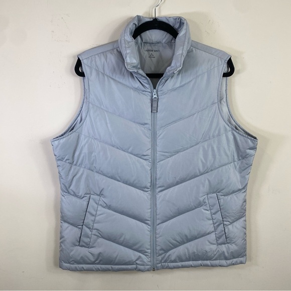 Lands’ End Women’s Gray Full Zip 80/20 Down Filled Puffer Vest Sz L (14-16) - Picture 2 of 13